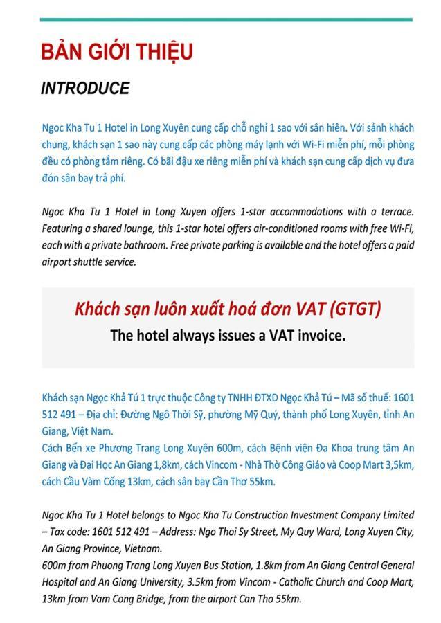 Ngoc Kha Tu 1 Hotel Long Xuyen Exterior photo